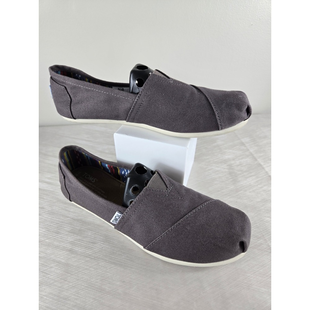 TOMS Alpargata Charcoal Grey Canvas Slip On Flats Womens 9.5 Casual Shoes